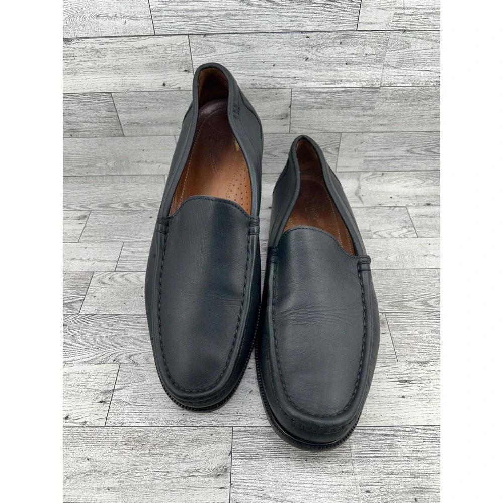 ET Wright Mens Black Leather Moc Toe Loafers Made‎ in Italy 80260 Size 14 D